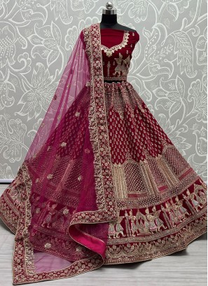 Magenta Embroidered Lehenga Choli