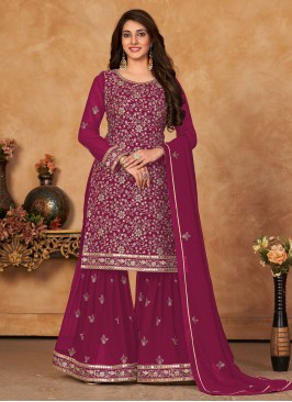 Magenta Engagement Sharara Set