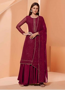 Magenta Faux Georgette Designer Pakistani Salwar Suit