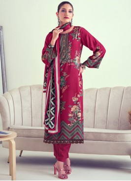 Magenta Muslin Digital Print Pakistani Suit