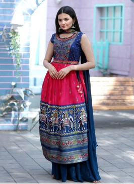 Magenta pure-dola Reception Readymade Salwar Suit