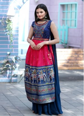 Magenta pure-dola Reception Readymade Salwar Suit