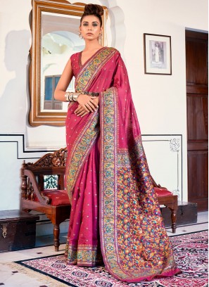 Magenta Reception Satin Silk Contemporary Saree