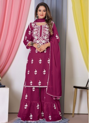 Magenta Thread Work Ceremonial Designer Salwar Suit