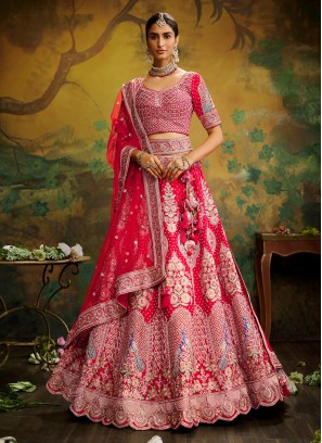 Magenta Thread Work Silk Designer Lehenga Choli