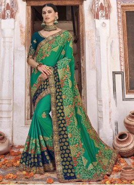 Magnetic Green Viscose Designer Contemporary Style Saree