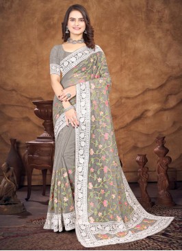 Magnetic Grey Festival Contemporary Saree