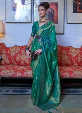 Magnetic Sea Green Contemporary Style Saree