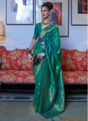 Magnetic Sea Green Contemporary Style Saree