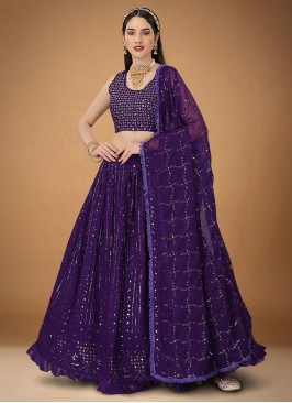 Magnetic Sequins Faux Georgette Purple Lehenga Choli