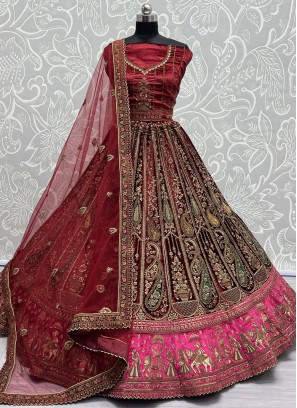 Magnetic Thread Work Velvet Designer Lehenga Choli