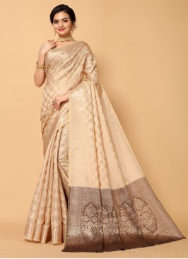 Magnetize Beige Organza Casual Saree