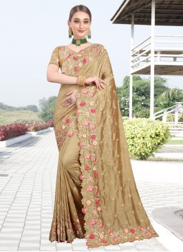 Magnetize Beige Resham Designer Bollywood Saree