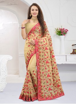 Magnetize Beige Resham Georgette Saree