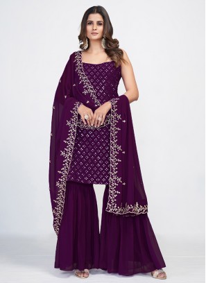 Magnetize Embroidered Purple Salwar Kameez 