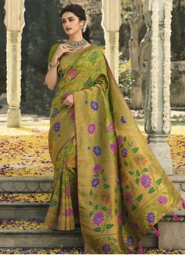 Magnetize Green Banarasi Silk Contemporary Saree