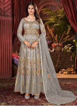 Magnetize Grey Sangeet Long Length Anarkali Salwar Suit