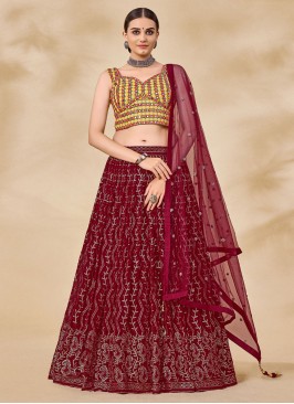 Magnetize Maroon Georgette Readymade Lehenga Choli