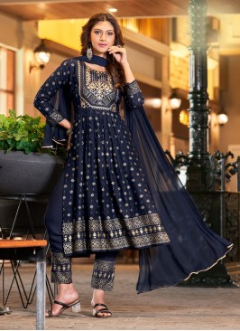 Magnetize Navy Blue Printed Trendy Salwar Suit