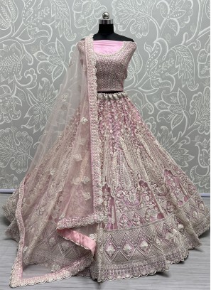 Magnetize Net Pink Diamond Lehenga Choli