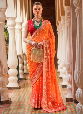 Magnetize Orange Festival Classic Saree