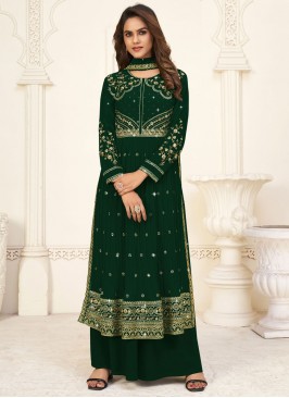 Magnificent Georgette Grey Readymade Salwar Suit