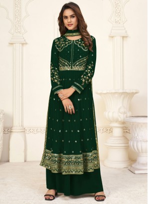 Magnificent Georgette Grey Readymade Salwar Suit