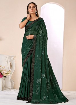 Magnificent Green Mehndi Traditional Saree