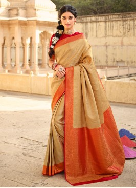 Magnificent Multi Colour Woven Silk Contemporary Style Saree
