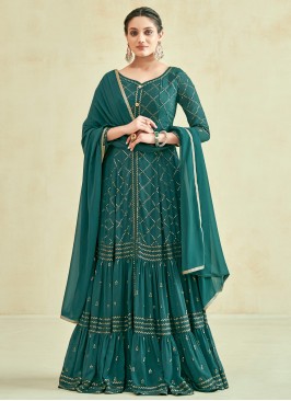 Majestic Embroidered Georgette Designer Gown