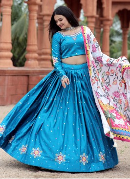 Majestic Foil Print Silk A Line Lehenga Choli