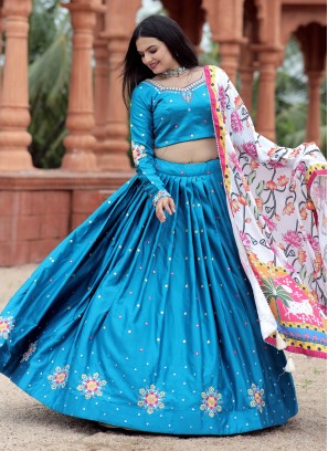 Majestic Foil Print Silk A Line Lehenga Choli