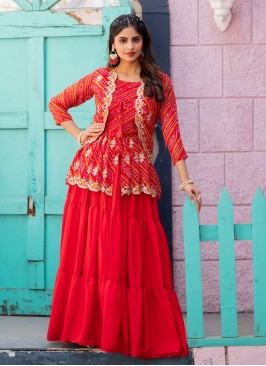 Majestic Plain Rani and Red Readymade Lehenga Chol