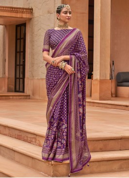 Majestic Purple Brasso Contemporary Saree