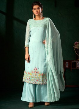 Majestic Sequins Turquoise Salwar Suit 