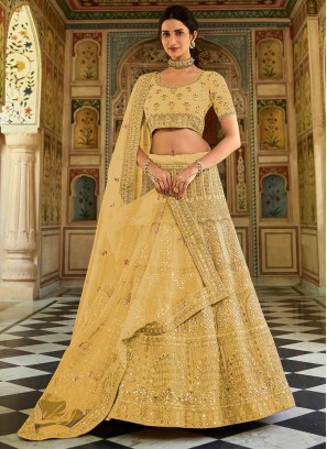 Majestic Thread Yellow Organza Lehenga Choli