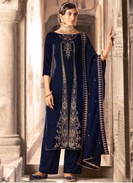 Majestic Zari Navy Blue Velvet Salwar Kameez