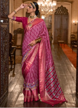 Majesty Hot Pink Contemporary Saree