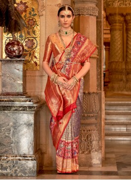 Majesty Meenakari Multi Colour Banarasi Silk Contemporary Style Saree