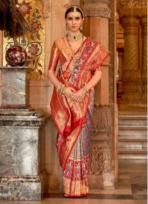 Majesty Meenakari Multi Colour Banarasi Silk Contemporary Style Saree