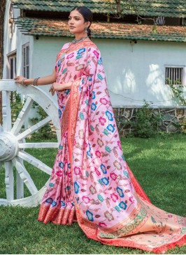 Majesty Pink Banarasi Silk Classic Saree