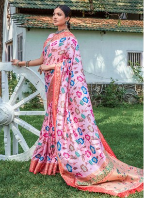 Majesty Pink Banarasi Silk Classic Saree