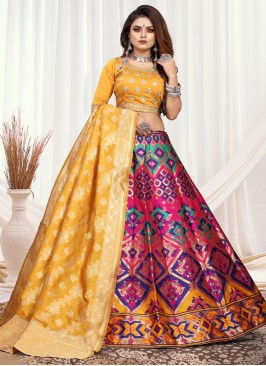 Majesty Weaving Banarasi Silk Multi Colour A Line Lehenga Choli