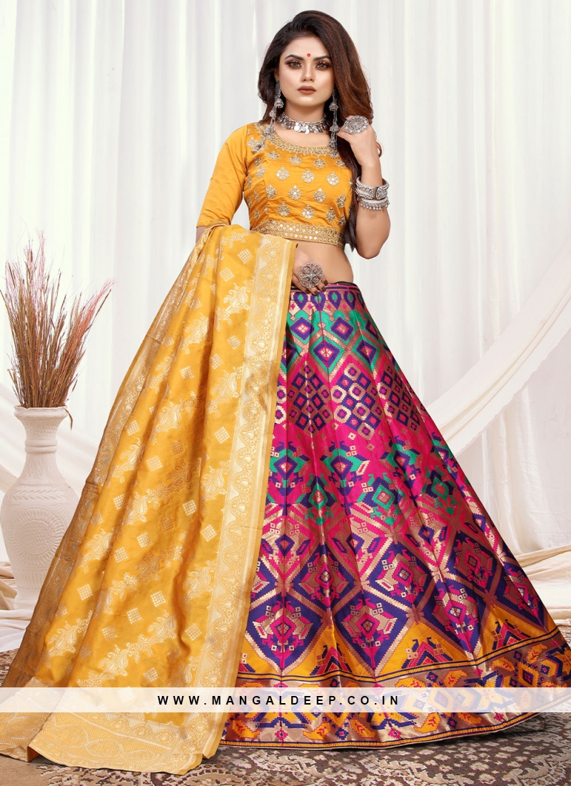 Majesty Weaving Banarasi Silk Multi Colour A Line Lehenga Choli