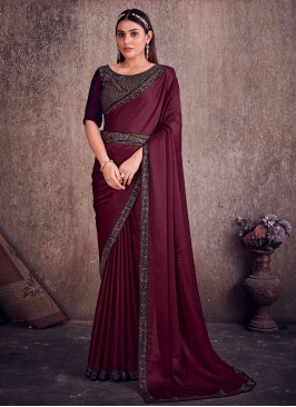 Maroon Border Wedding Classic Saree