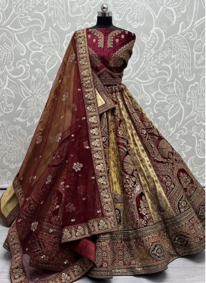 Maroon Bridal Banarasi Silk Designer Lehenga Choli