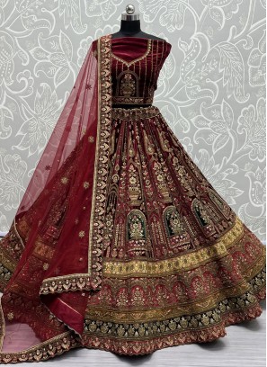 Maroon Bridal Lehenga Choli