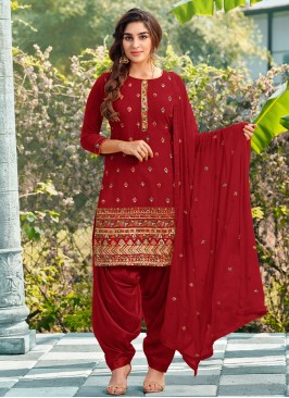 Maroon Ceremonial Georgette Salwar Suit