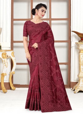 Maroon Ceremonial Traditional Saree