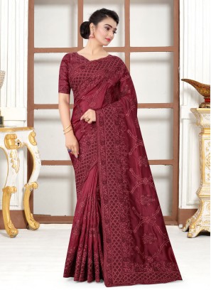 Maroon Ceremonial Traditional Saree